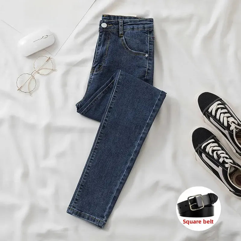 Black Grey Jeans Women's Slimming Cropped Pants