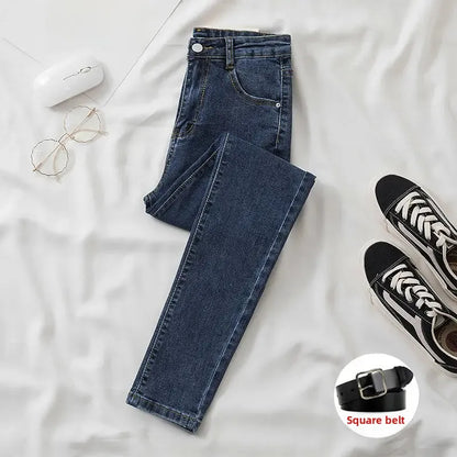 Black Grey Jeans Women's Slimming Cropped Pants