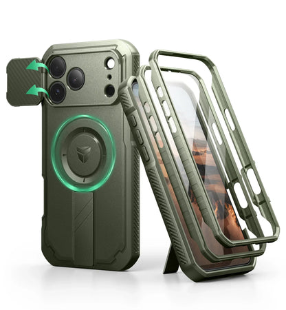 For iphone 17 Series case with Camera Cover & Adjustable Kickstand Compatible With MagSafe Shockproof  Magnetic Protective Cover