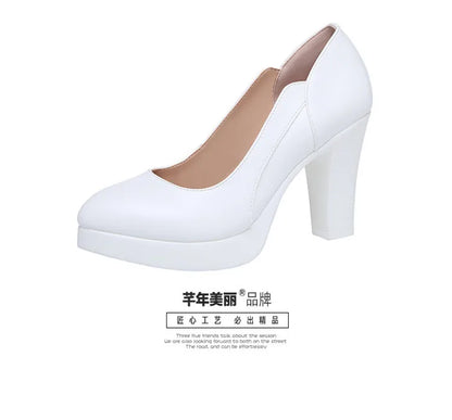 Small Size 32-43 Shallow Red Silver White Wedding Shoes Women Spring 2025 Thick Platform Pumps Woman High Heels for Office
