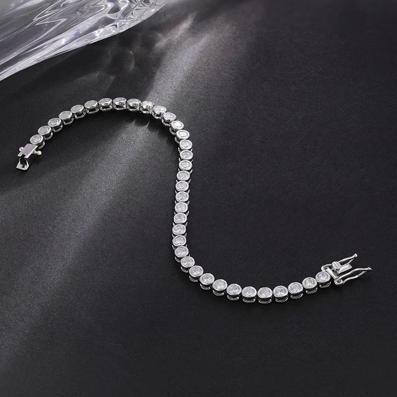 2mm Moissanite Bubble Tennis Bracelet For Women S925 Silver Sparkling Wedding Bracelet Can Pass Diamond Test Fine Jewelry