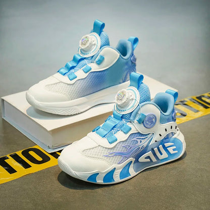 Rotary Buckle Children's Sports Shoes Fashion Orange Sports Shoes For Boys Girls Non-slip Platform Casual Sneakers Kids Trainers