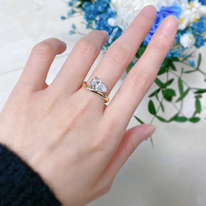 7*11MM 3Carat D Color Water Drop Moissanite Rings 18K Gold 100% 925 Sterling Silver Top Quality For Women Wedding Gifts