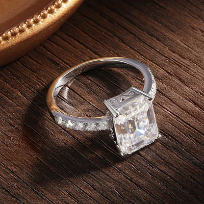 4ct Emerald Moissanite Ring s925 Sterling Sliver Luxury Lab Diamond White Gold Wedding Band Engagement Rings for Women