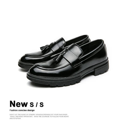 Men's Dress Shoes Classic Social Brogues Casual Leather Shoes For Men Formal Office Wedding Shoes Male Tassel Leather Loafer Man