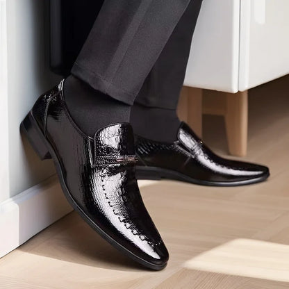 Classic Dress Shoes for Men Leather Shoes PU Crocodile Business Casual Formal Sneakers Plus Size Office Wedding Party Oxfords