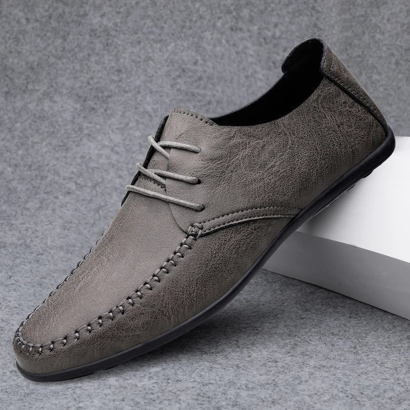 Summer Hollow Out Leather Shoes Men Luxury Italian Men Casual Handmade Moccasins Designer Breathable Boat Shoes
