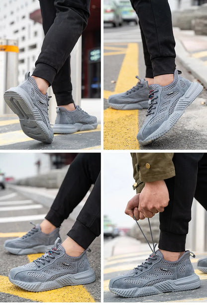 Summer Work Shoes with Protection Breathable Lightweight Safety ShoesSteel Toe Cap Working  Male Construction Work Mesh Sneakers