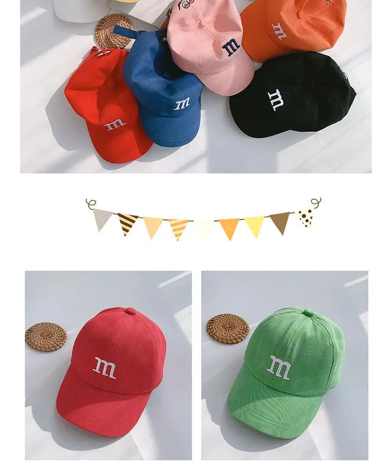 Kids Baseball Cap Children's Hat for Lovely Baby Cotton Breathable Kids Hats Girl Boy Caps M Letter Embroidered Hat for Boy