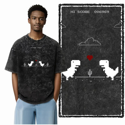 THEME Printed Cotton Acid Washed Exclusive Graphic Unisex T Shirt Cool Streetwear Men Tshirts Big Size Tee for men