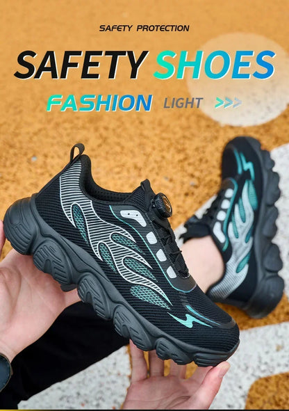 Rotating Button Tactical Boots Men Reflective Steel Toe Shoes Indestructible Work Sneakers Protective Safety Boots Size 47 48