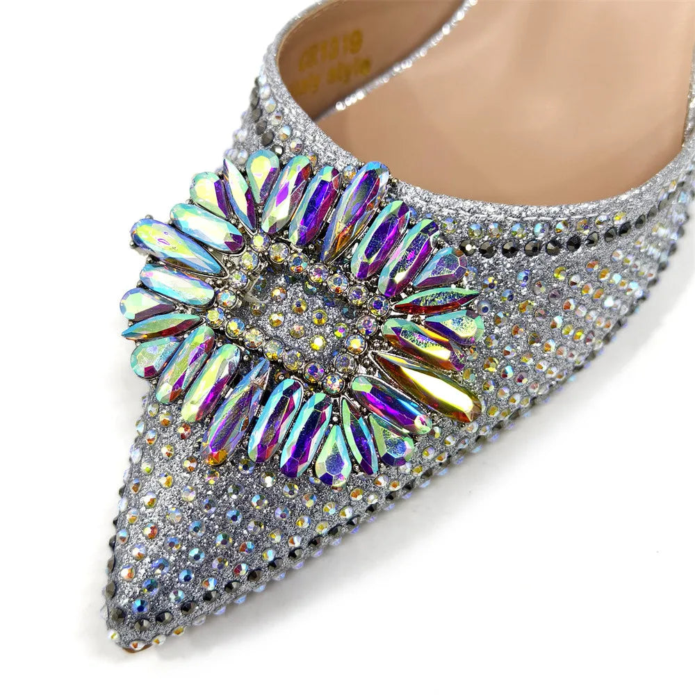 African Style Women's Shoes Mixed With BlackGold High Heels Pointed At The Dinner Party Nigerian Women's Shoes