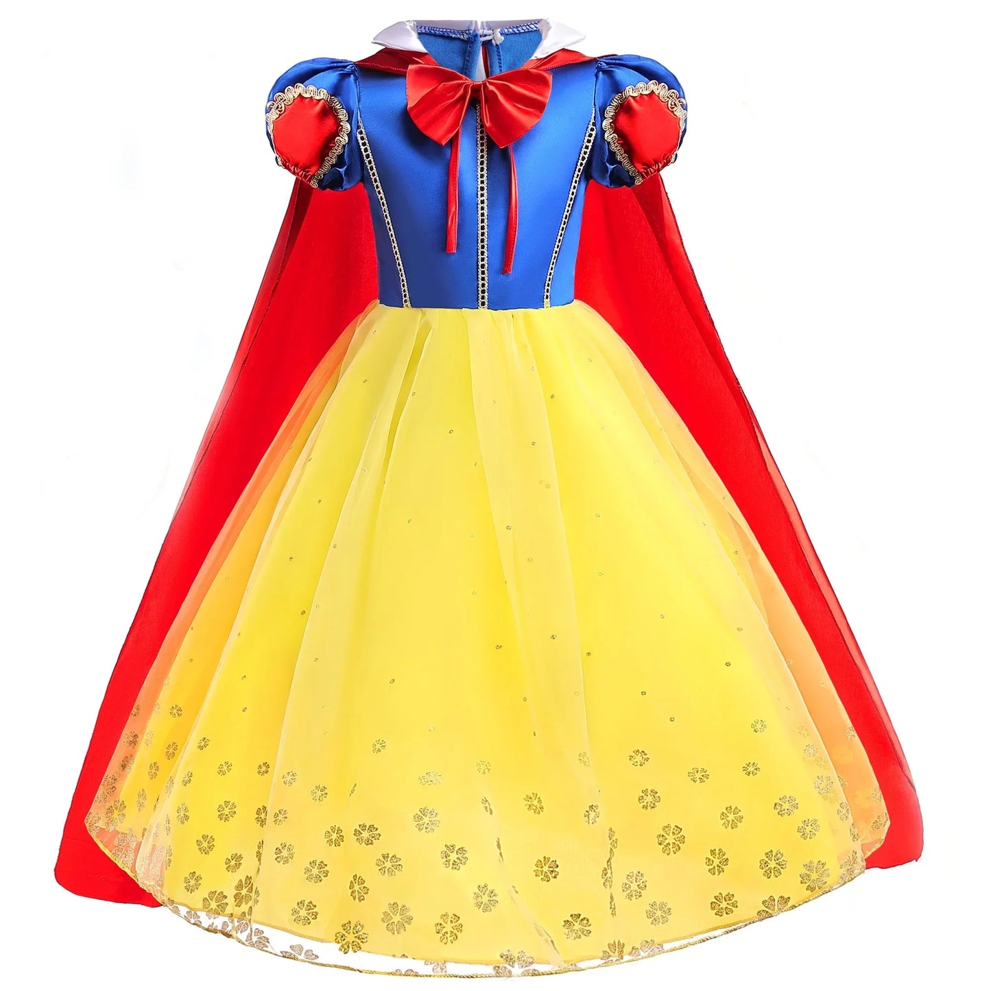 Vestido de Luxo Princesa Branca de Neve com Capa para Meninas Fantasia Infantil Cosplay de Fada Roupa de Carnaval para Crianças Vestido de Halloween