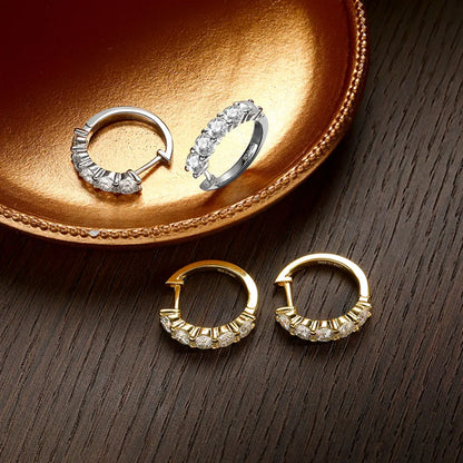 D Color Moissanite Loop Earring 925 Sterling Sliver Plated with 18k White Gold Earring for Women Sparkling Fine Jewelry