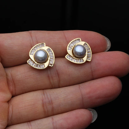 Real Natural Freshwater Pearl Necklace Earrings Set Woman,Luxury Pearl Pearl Stud Earrings Set Jewelry Wife Birthday Gift White