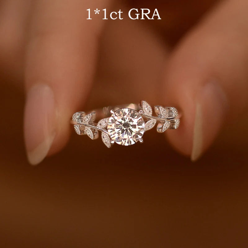 1MM All Moissanite Rings for Women Luxury Wedding Promise Band Match Diamond 100% S925 Sterling Silver Birthday Gift
