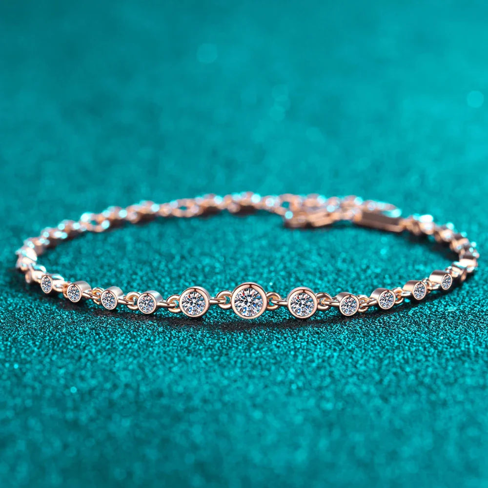 D VVS1 Moissanite Tennis Bracelets for Women Round Lab Diamond GRA 925 Sterling Silver 18k Dainty Bracelet Gift Jewelry