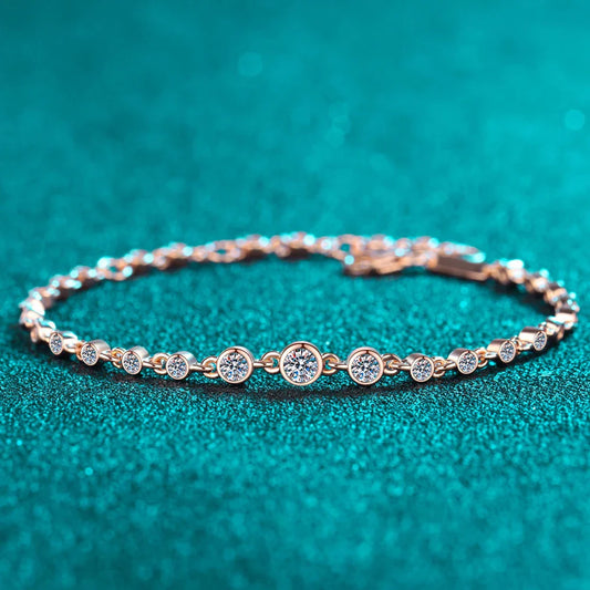 D VVS1 Moissanite Tennis Bracelets for Women Round Lab Diamond GRA 925 Sterling Silver 18k Dainty Bracelet Gift Jewelry
