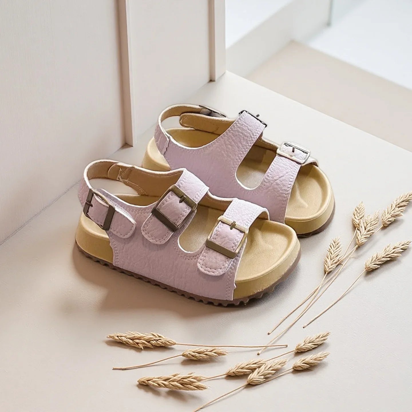 Children Comfort Soft Sole Sandals Girls Open Toe Adjustable Buckle Summer Outdoor Walking Shoes