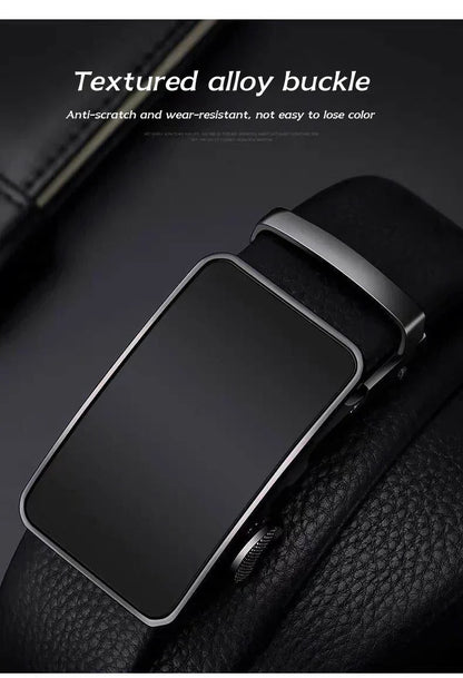 Cowhide belt, men's leather belt, automatic buckle, men's top layer, high-end trendy buckle