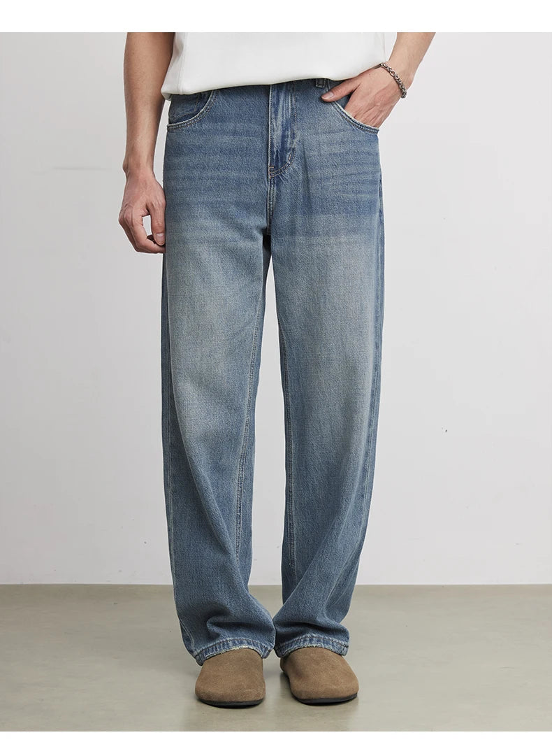 Fashion Men's Heavyweight 369g Bamboo Lyocell Jeans For Men's Spring And Autumn 2026 New Clanfit Straight Casual Pants