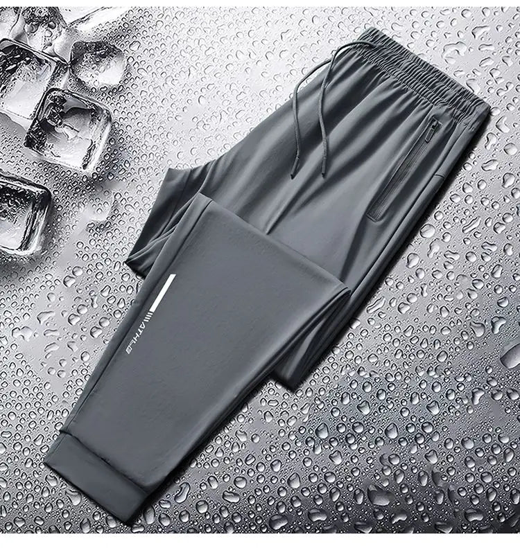 Men's spring and summer ice silk long pants slim fit new loose high elasticity fast drying outdoor running casual pants
