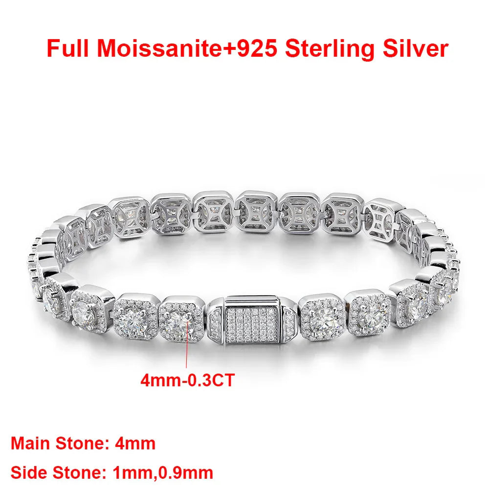 Luxury Full Moissanite Bracelets S925 Silver GRA Certified Lab Diamond Hand Chain for Women Men Wedding Fine Jewelry Gifts