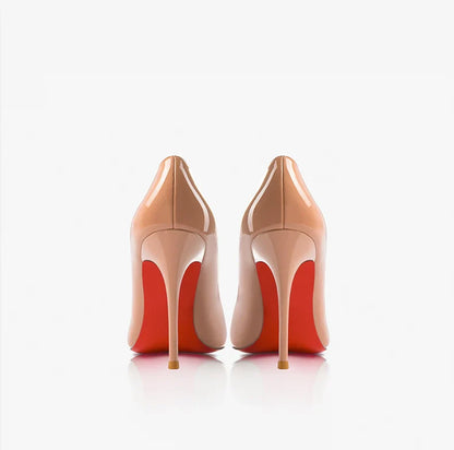 Women heels Naked color Women's elegant high heel Luxury Black shoes woman 2025 Red Shiny Bottoms Pointed Toe party Ladies Women