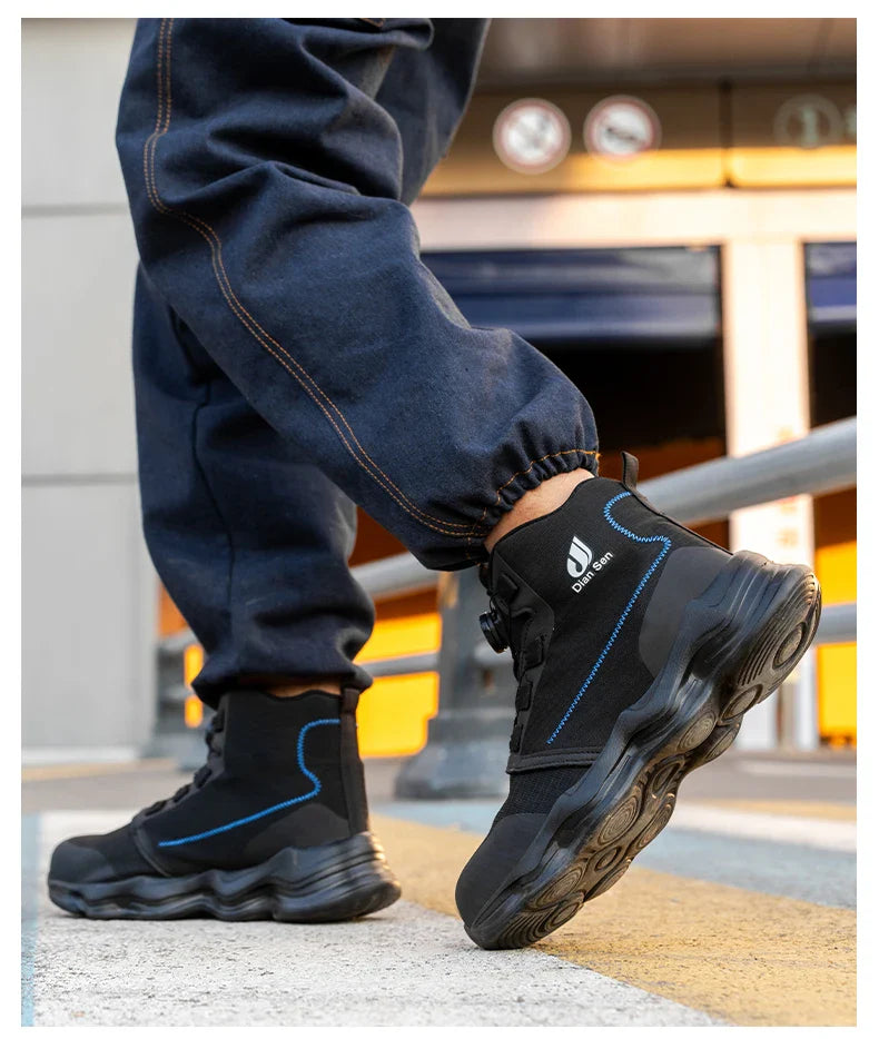 Men Safety Shoes Steel Toe Boots High Top Work Shoes Wear-resisting Slip Resistant Work Shoes Indestructible Breathable Sneakers