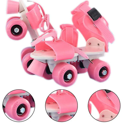 Roller Skates Double Row Beginner Roller Skates For Girls Adjustable Sizes Inline Skates Easy To Wear Simple Design Walking