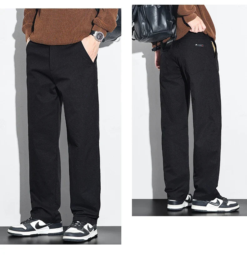 Men's Fashion Casual Straight Pants Baggy Classic Wide Leg Simple Trousers Loose Male Comfortable Soft Quality Pants