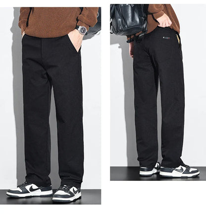 Men's Fashion Casual Straight Pants Baggy Classic Wide Leg Simple Trousers Loose Male Comfortable Soft Quality Pants