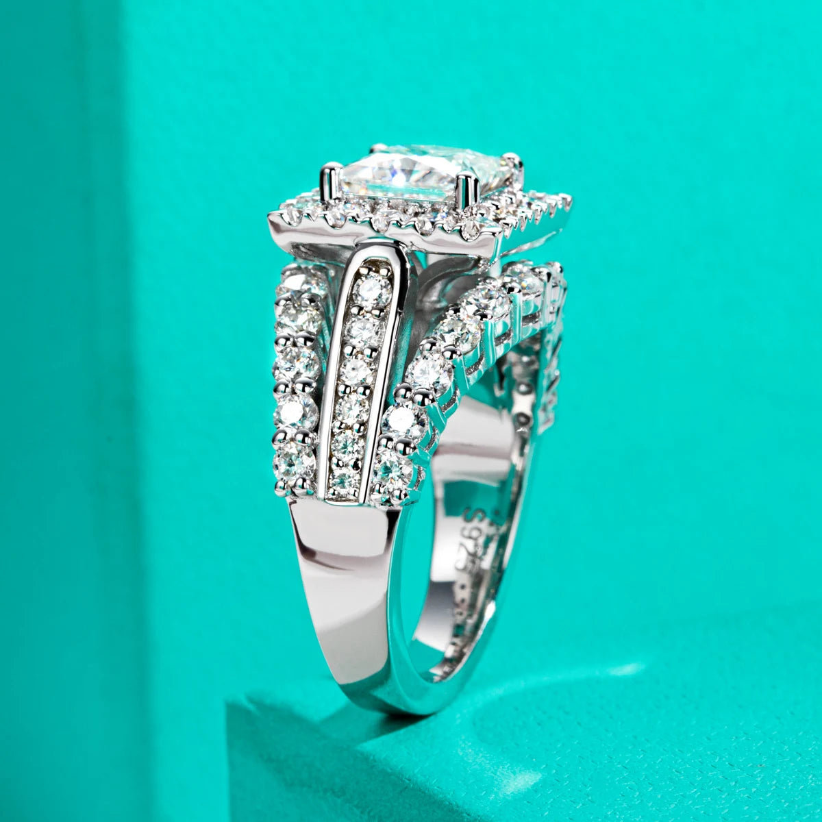 Princess Cut Moissanite Engagement Ring 3.884cttw D Color 925 Sterling Silver Luxurious Women's Jewelry Birthday gifts