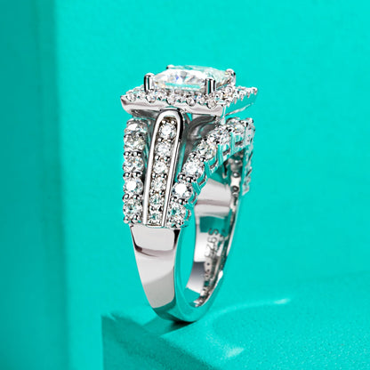 Princess Cut Moissanite Engagement Ring 3.884cttw D Color 925 Sterling Silver Luxurious Women's Jewelry Birthday gifts