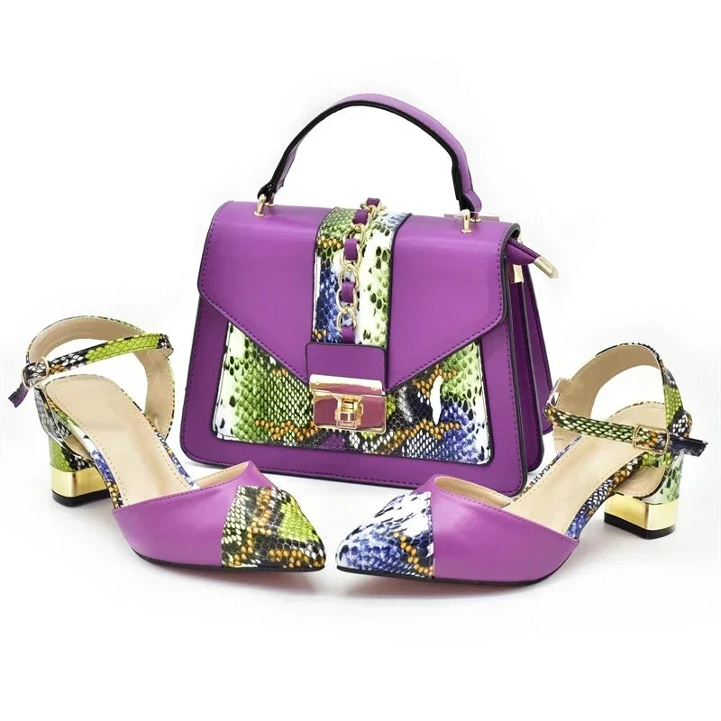 Fashion Leopard Shoes and Bag Set Wedding Pumps for Women Bride Shoes and Bag for Party Wedding Patent Leather Shoes for Women