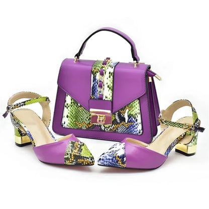 Fashion Leopard Shoes and Bag Set Wedding Pumps for Women Bride Shoes and Bag for Party Wedding Patent Leather Shoes for Women