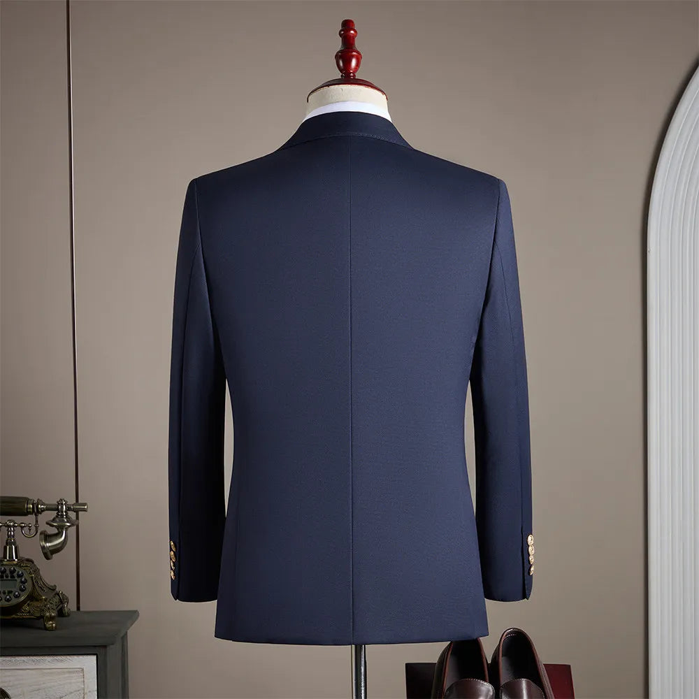 High-end men's wedding party casual suit set - a stylish and fashionable two-piece set for business and casual wear.