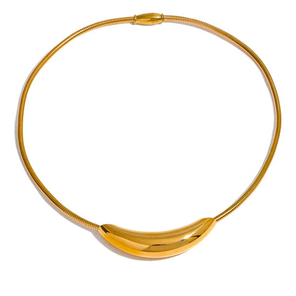 Waterproof Stainless Steel Popular Choker Light Necklace Women Statement Metal 18K Gold Plated Trendy Fashion Jewelry