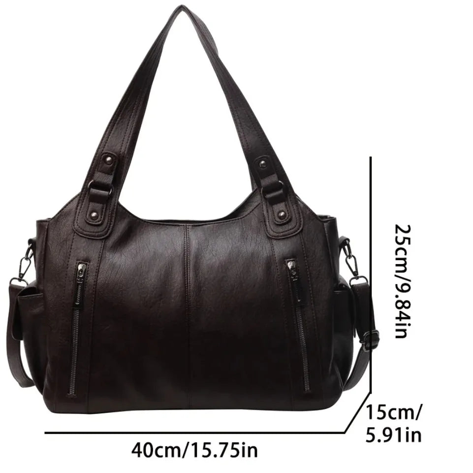 Daily Business Commuting Large Capacity Tote Hand Bags Soft Pu Leather Shoulder Bags for Women Zipper Women's Handbags Quality