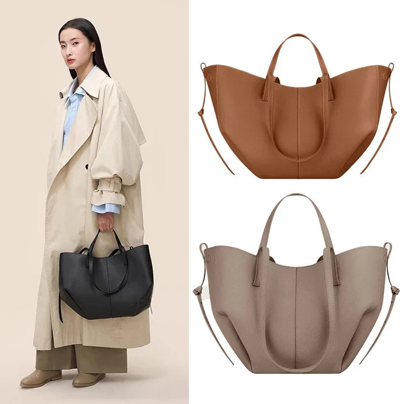 Nouveau sac fourre-tout en cuir de grande taille pour femmesNiche féminine sac à main ailes de grande capacité sac à bandoulière