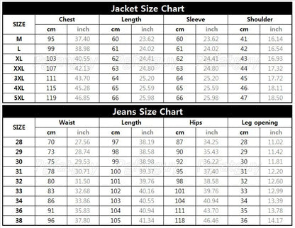 Spring Autumn Denim Suit Men's Slim Micro-stretch Two-piece Spring and Autumn Jacket Jeans