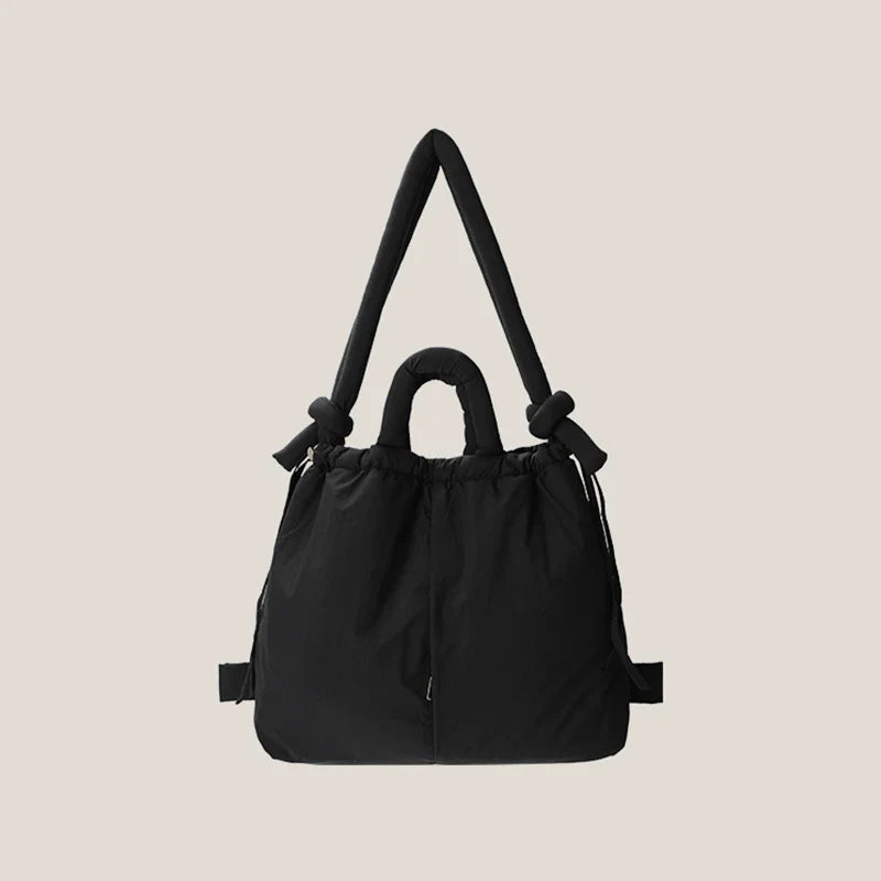 Casual nylon padded tote bag designer soft puffer women shoulder crossbody bags Simple Vintage large capacity handbags 2025