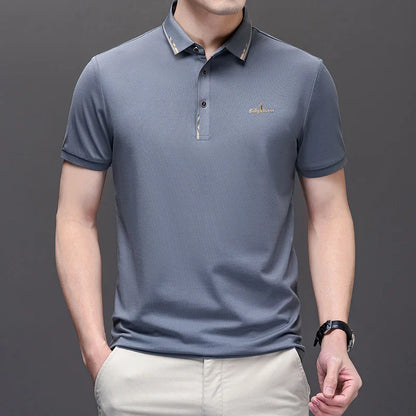 High End Brand 2024 Men's Summer New Luxury Printed Polo Shirt Trend Casual Breathable Versatile Lapel T-shirt Men's Clothing