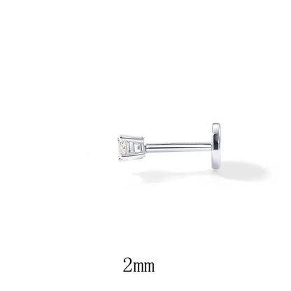 1Piece 925 Sterling Silver Labret Lip Ring Zircon Ear Studs Earrings For Women 2/3/4mm Tragus Cartilage Piercing Jewelry