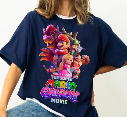 Movie The Super Mario Galaxy unisex 100%cotton family Tshirt,There are child size shirt available, 2026 New kids graphic shirt