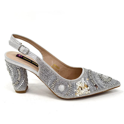 2025 Moda Mais Recente Chegada Laranja Ponta Fina Sandálias Femininas Sapatos com Bolsa Conjunto para Senhoras Festa de Casamento Salto