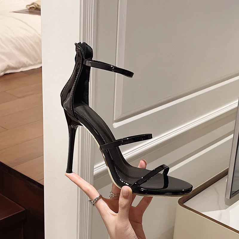 2026 Women's Summer New Sexy Stiletto Heels Sandals Fashion High-quality Banquet Zipper Strap Combination High Heels