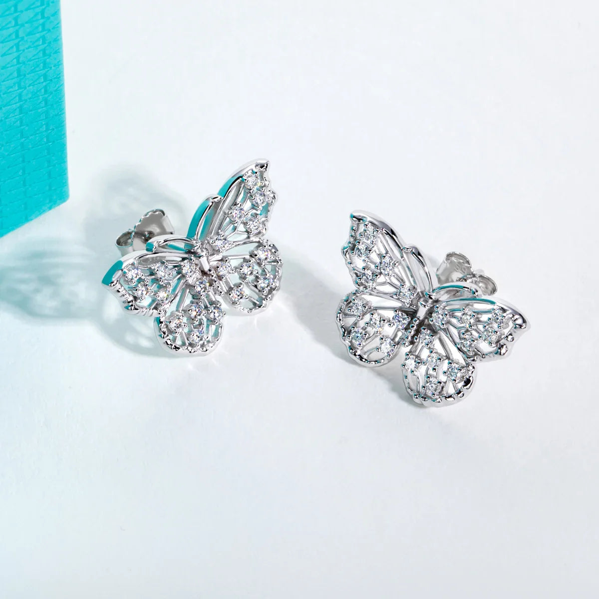 D Color 1.6mm Moissanite Butterfly Stud Earring 925 Sterling Silver 18K Plated Jewelry for Women Birthday Gifts