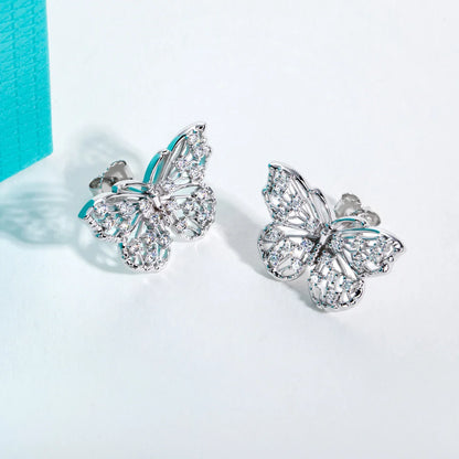 D Color 1.6mm Moissanite Butterfly Stud Earring 925 Sterling Silver 18K Plated Jewelry for Women Birthday Gifts