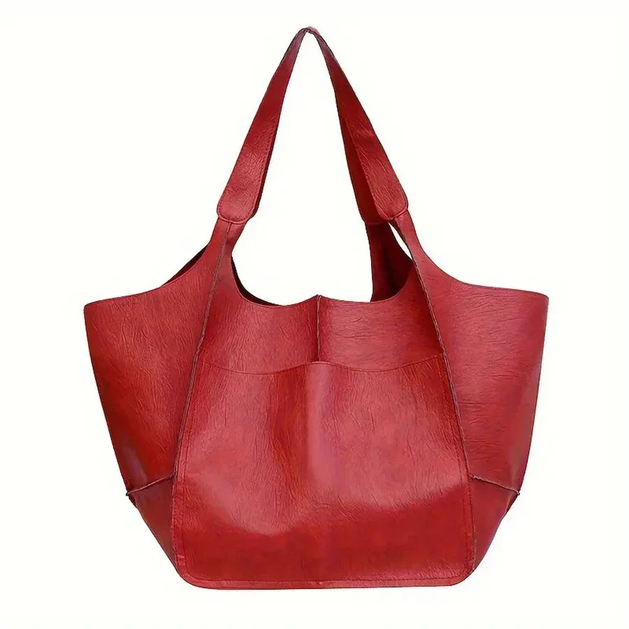 Fashionable and minimalist large bag with soft leather and large capacity shopping bag for women, one shoulder hand-held large b